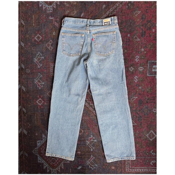 Levi's 550 MARCHÉ x HOUSE OF TAME Checker Patchwork Jeans | 29 W 29 L | Blue - Picture 2 of 7